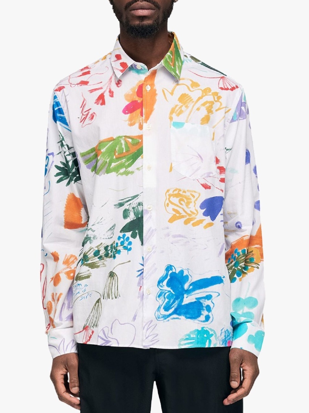 Soulland Huttnutt Abstract Button Down Shirt Mallin Gabriella Large 100% Cotton